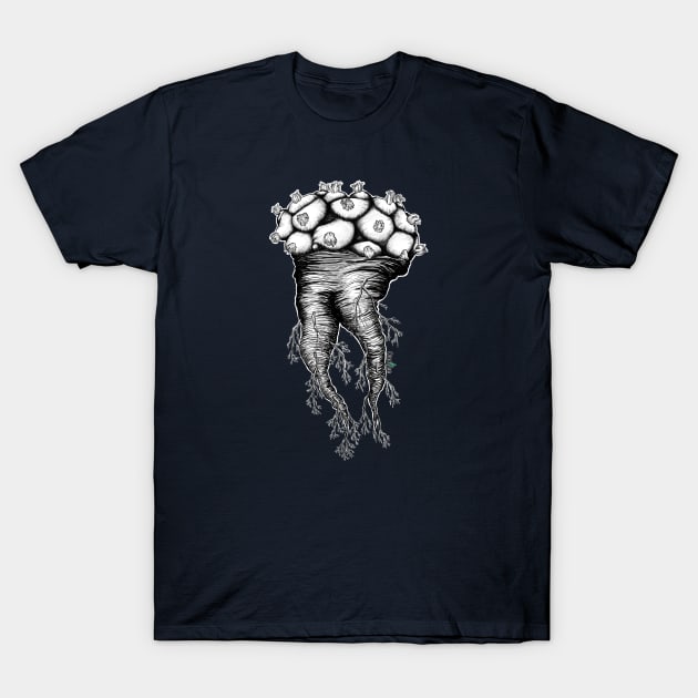 Lophophora Root Drawing T-Shirt by Cactee